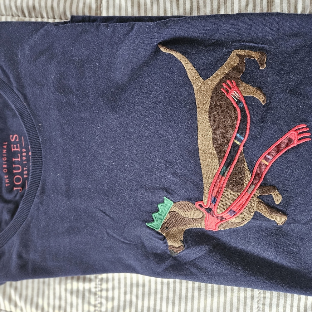 Joules Navy T-Shirt with Dachshund Design